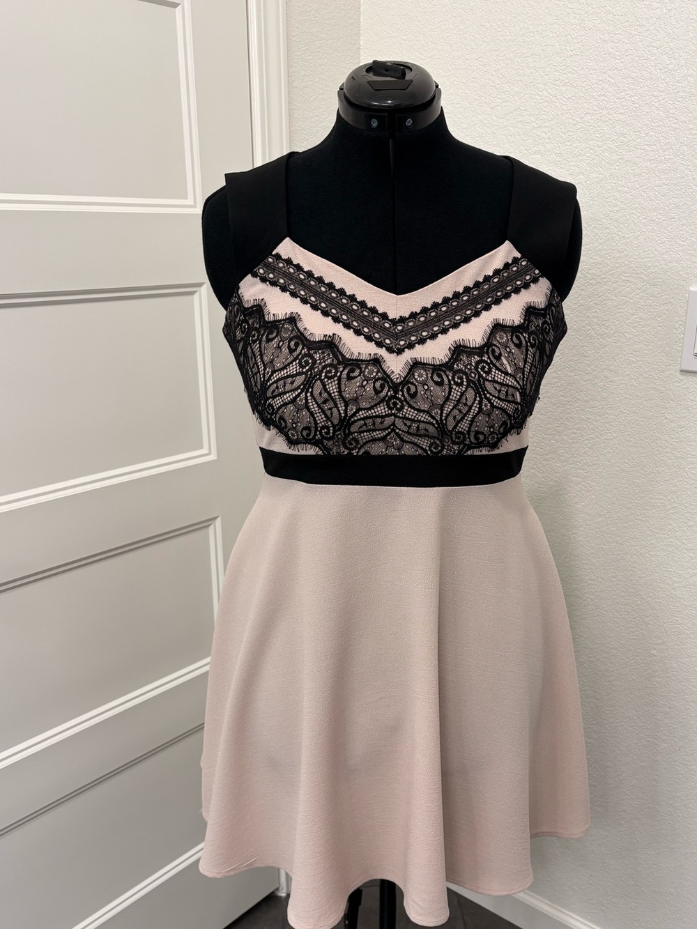 Black and Cream Mini Dress